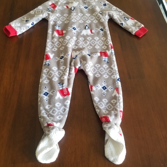 Family Winter Holiday Pajamas 18 Months Zip Up Gray & Red - Picture 5 of 9